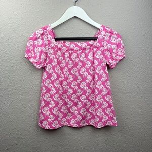 Mini Boden Printed Trim Top in Pink Floral Sz 8-9Y